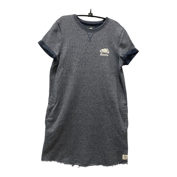 Roots Dresses & Skirts - Roots Canada Mini Dress Size Small Heathered Blue French Terry Short Sleeves